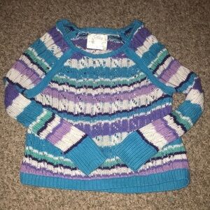 Justice StripedLong Sleeve Chunky Blue and Purple Knitted Sweater Top